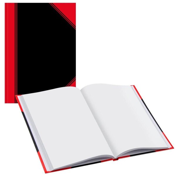 Bantex Notizbuch Chinakladde DIN A4 blanko, schwarz/rot Hardcover 192 Seiten, 1 St.