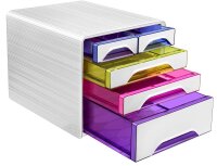 cep Schubladenbox Smoove  weiß/bunt-transparent 1072130931, DIN A4 mit 5 Schubladen, 1 St.