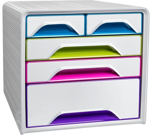 cep Schubladenbox Smoove  weiß/bunt 1072130921, DIN A4 mit 5 Schubladen  ( 1072130921 )