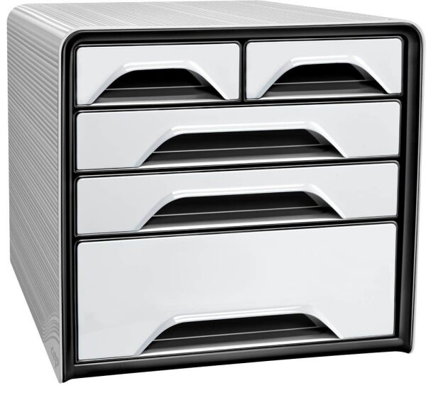 cep Schubladenbox Smoove  schwarz/weiß 1072130121, DIN A4 mit 5 Schubladen, 1 St.