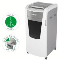 LEITZ IQ Autofeed Office Pro 600 Aktenvernichter mit Partikelschnitt P-4, 4 x 36 mm, bis 600 Blatt, weiß