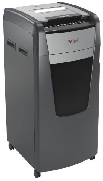 Rexel Optimum AutoFeed+ 750M Aktenvernichter mit Partikelschnitt P-5, 2 x 15 mm, bis 750 Blatt, schwarz