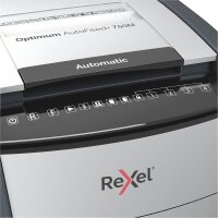 Rexel Optimum AutoFeed+ 750M Aktenvernichter mit Partikelschnitt P-5, 2 x 15 mm, bis 750 Blatt, schwarz