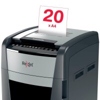 Rexel Optimum AutoFeed+ 750X Aktenvernichter mit Partikelschnitt P-4, 4 x 28 mm, schwarz