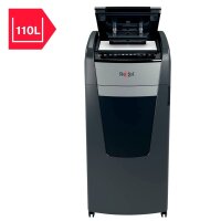 Rexel Optimum AutoFeed+ 600M Aktenvernichter mit Partikelschnitt P-5, 2 x 15 mm, bis 600 Blatt, schwarz