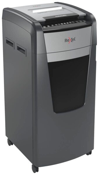Rexel Optimum AutoFeed+ 600X Aktenvernichter mit Partikelschnitt P-4, 4 x 28 mm, bis 600 Blatt, schwarz