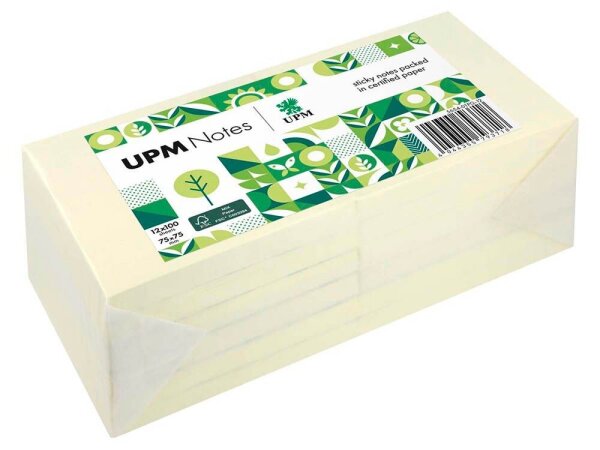 UPM Notes Haftnotizen doppelte Haftung gelb, 12 Blöcke