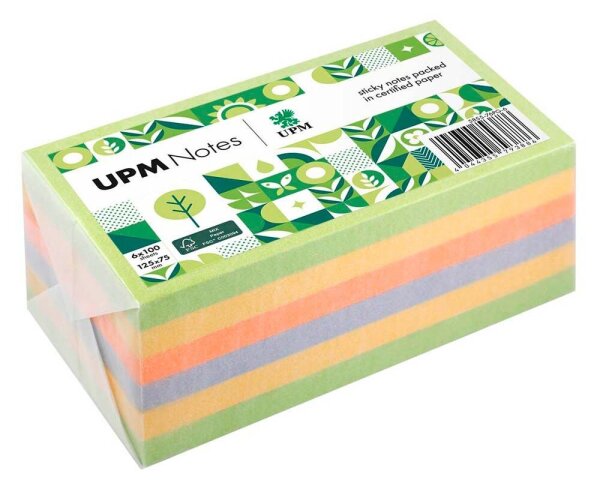 UPM Notes Springmix Haftnotizen doppelte Haftung farbsortiert, 6 Blöcke