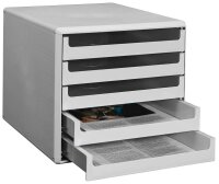 M&M Schubladenbox  lichtgrau 30050909, DIN A4 mit 5...