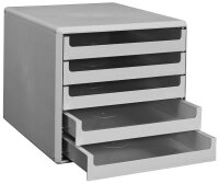 M&M Schubladenbox  lichtgrau 30050909, DIN A4 mit 5...