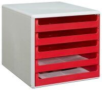 M&M Schubladenbox  rot 30050906, DIN A4 mit 5 Schubladen, 1 St.