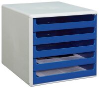 M&M Schubladenbox  blau 30050911, DIN A4 mit 5 Schubladen, 1 St.