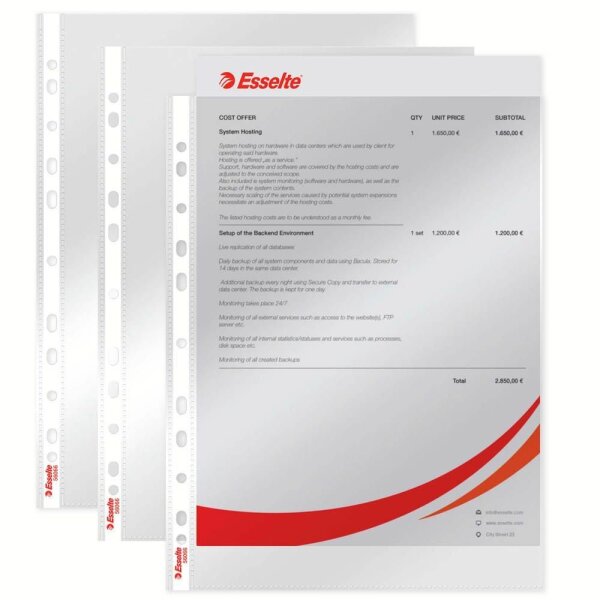 Esselte Prospekthüllen Standard DIN A4 transparent glasklar 0,05 mm, 100 St.