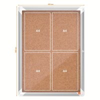nobo Schaukasten Premium Plus silber 4x DIN A4 49,3 x 4,3...