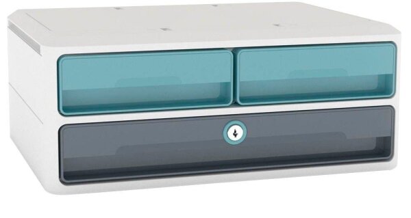 cep Schubladenbox MoovUp mit Schloss  mint, grau 1091212961, DIN A4 quer mit 3 Schubladen, 1 St.