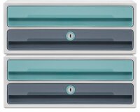 cep Schubladenbox MoovUp mit Schloss  mint, grau 1091112961, DIN A4 quer mit 2 Schubladen, 1 St.