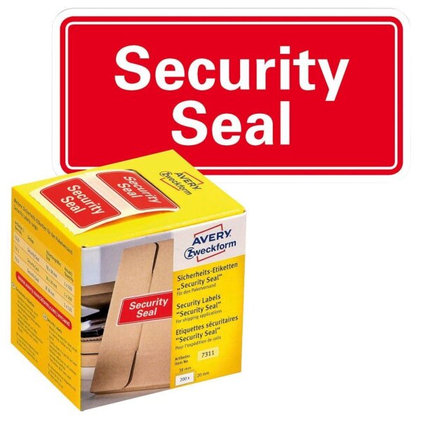 AVERY Zweckform Sicherheitssiegel 7311 rot »Security Seal« 38,0 x 20,0 mm, 200 Etiketten