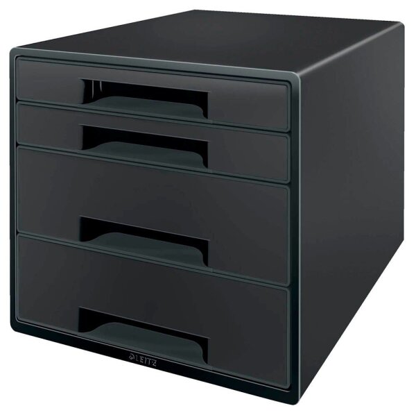LEITZ Schubladenbox CUBE   schwarz/grau 53720095, DIN A4 mit 4 Schubladen, 1 St.