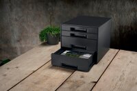LEITZ Schubladenbox CUBE   schwarz/grau 53720095, DIN A4 mit 4 Schubladen, 1 St.