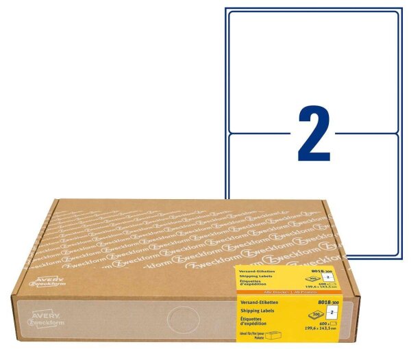 AVERY Zweckform Versandetiketten 8018-300 weiß 199,6 x 143,5 mm, 300 Blatt