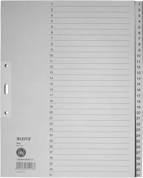 LEITZ Ordnerregister 1231 DIN A4 Vollformat,...