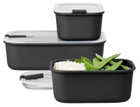 MEPAL Frischhaltedosen-Set EasyClip schwarz 2x 0,7 l und...