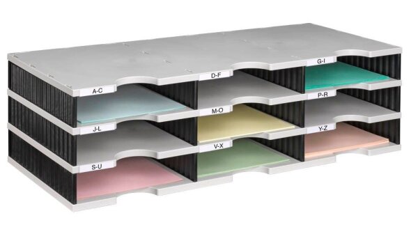 styro Sortierstation Styrodoc grau/schwarz mit 9 Fächern