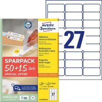 AVERY Zweckform Etiketten weiß 63,5 x 29,6 mm, 65...