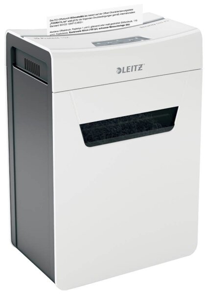 LEITZ IQ 10X Protect Premium Aktenvernichter mit Partikelschnitt P-4, 4 x 40 mm, bis 10 Blatt, weiß