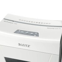 LEITZ IQ 10X Protect Premium Aktenvernichter mit Partikelschnitt P-4, 4 x 40 mm, bis 10 Blatt, weiß