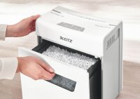LEITZ IQ 3M Protect Premium Aktenvernichter mit Partikelschnitt P-5, 2 x 15 mm, bis 3 Blatt, weiß