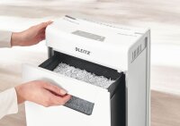 LEITZ IQ 4M Protect Premium Aktenvernichter mit Partikelschnitt P-5, 2 x 15 mm, bis 4 Blatt, weiß