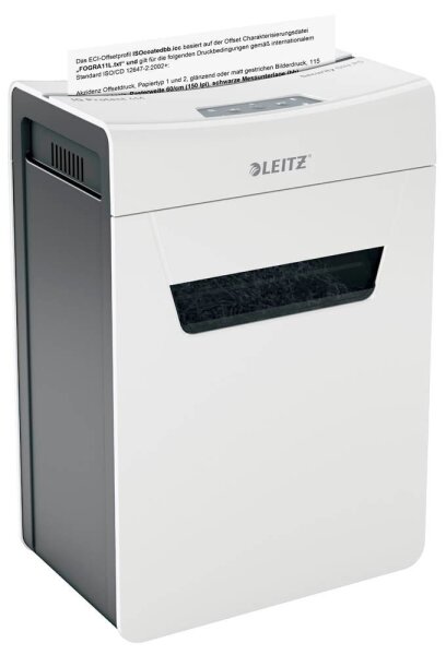 LEITZ IQ 6M Protect Premium Aktenvernichter mit Partikelschnitt P-5, 2 x 15 mm, bis 6 Blatt, weiß
