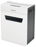 LEITZ IQ 8X Protect Premium Aktenvernichter mit Partikelschnitt P-4, 4 x 40 mm, bis 8 Blatt, weiß