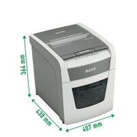 LEITZ IQ Autofeed Small Office 50 Aktenvernichter mit Partikelschnitt P-4, 4 x 28 mm, bis 50 Blatt, weiß