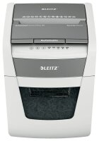 LEITZ IQ Autofeed Small Office 50 Aktenvernichter mit Partikelschnitt P-4, 4 x 28 mm, bis 50 Blatt, weiß