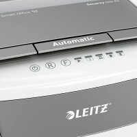 LEITZ IQ Autofeed Small Office 50 Aktenvernichter mit Partikelschnitt P-4, 4 x 28 mm, bis 50 Blatt, weiß