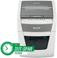 LEITZ IQ Autofeed Small Office 50 Aktenvernichter mit Partikelschnitt P-4, 4 x 28 mm, bis 50 Blatt, weiß