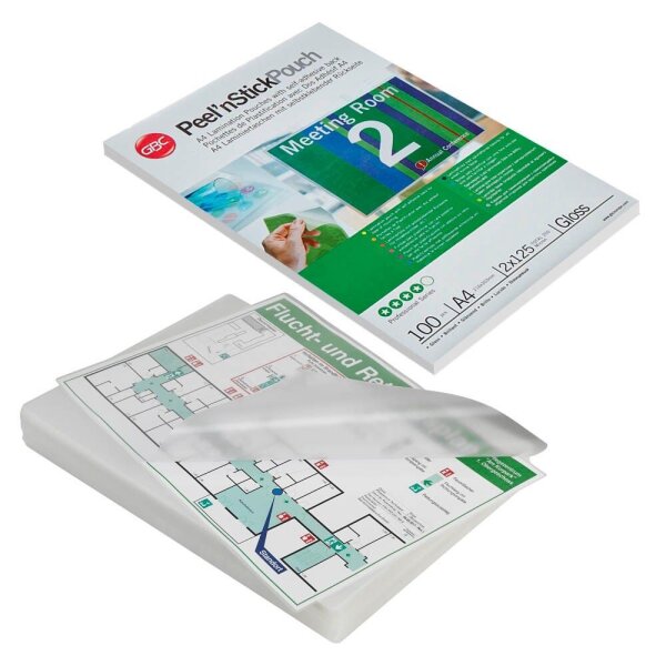 GBC Laminierfolien Peel´nStick glänzend für A3 125 micron selbstklebender Rücken, 100 St.