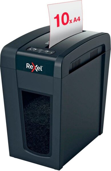 Rexel Secure X10-SL Aktenvernichter mit Partikelschnitt P-4, 4 x 40 mm, bis 10 Blatt, schwarz