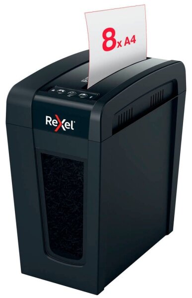 Rexel Secure X8-SL Aktenvernichter mit Partikelschnitt P-4, 4 x 40 mm, bis 8 Blatt, schwarz
