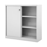 BISLEY Schiebetürenschrank ECO, SD12112S645 lichtgrau 2 Fachböden 120,0 x 43,0 x 118,1 cm