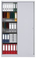 BISLEY Schiebetürenschrank ECO, SD12194S645 lichtgrau 4 Fachböden 120,0 x 43,0 x 198,0 cm