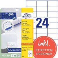 AVERY Zweckform Etiketten 3490 weiß 70,0 x 36,0 mm,...