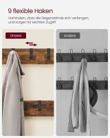 VASAGLE Garderobenbank mit Haken und Schuhrost HSR050B01V1 braun, schwarz Metall 98,0 cm