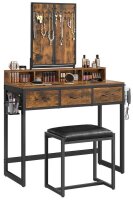 VASAGLE Schminktisch rechteckig Spanplatte braun, schwarz 90,0 x 40,0 x 141,0 cm, 1 St.