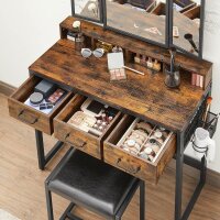 VASAGLE Schminktisch rechteckig Spanplatte braun, schwarz 90,0 x 40,0 x 141,0 cm, 1 St.