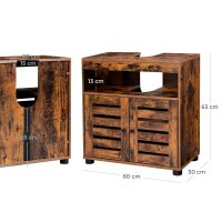 VASAGLE Waschtischunterschrank ohne Waschbecken braun 60,0 x 30,0 x 63,0 cm