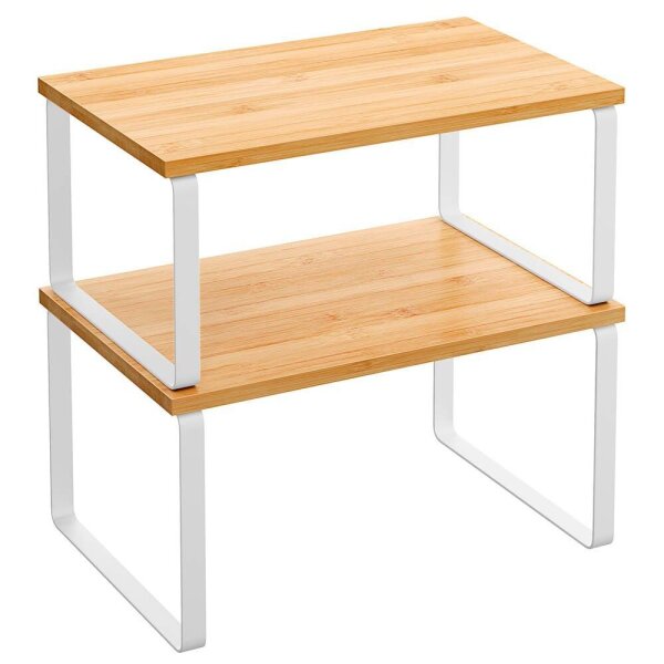 SONGMICS Küchen-Organizer bambus, weiß 29,7 x 19,5/18,5 x 15,8/13,7 cm, 2 St.