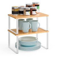 SONGMICS Küchen-Organizer bambus, weiß 29,7 x 19,5/18,5 x 15,8/13,7 cm, 2 St.